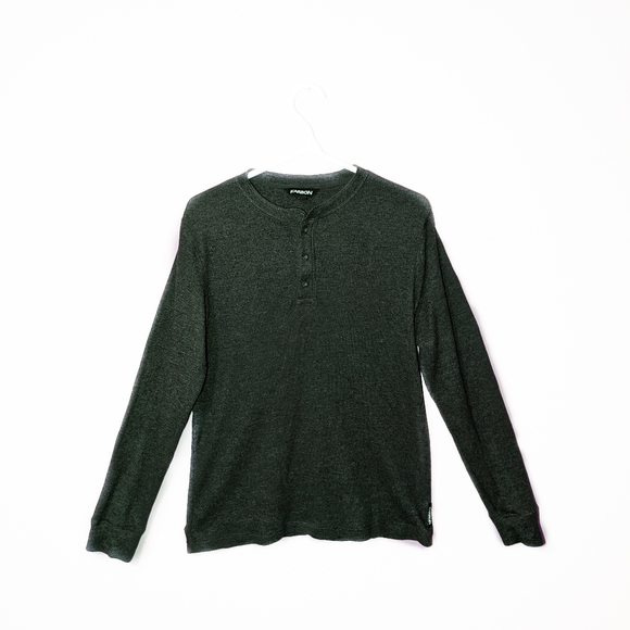 KARBON GREEN LONG SLEEVE 3 BUTTON MEN'S SWEATSHIRT - Picture 1 of 7